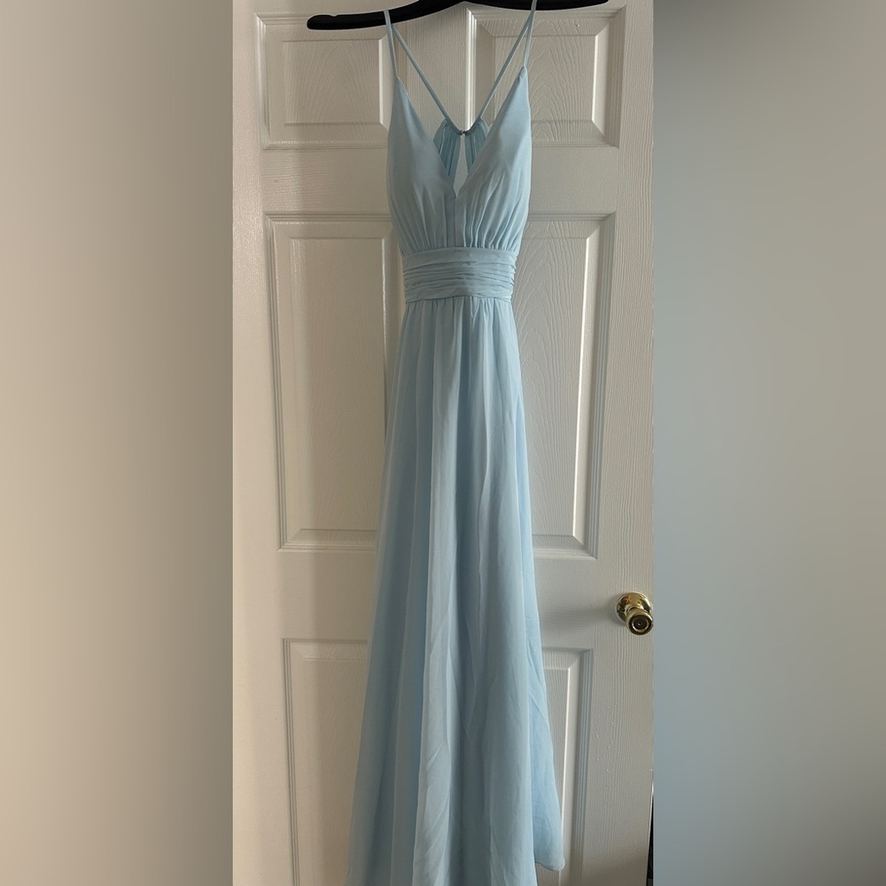 Chic Sky Blue Spaghetti Strap Dress